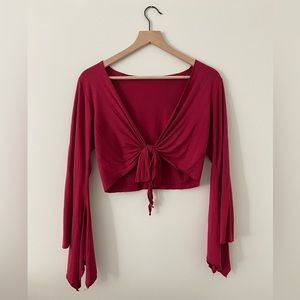 Red Front-Tie Top